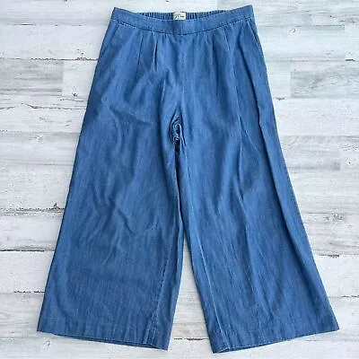 J. Crew Wide-Leg Cropped Chambray Pant Womens Size 8 • $47.99