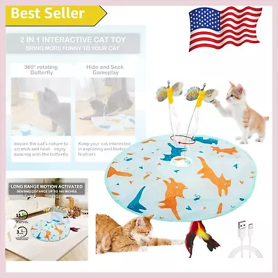 Motion-Activated Cat Toy For Exercise With Feather Wand And Rechargeable Battery • $39.99