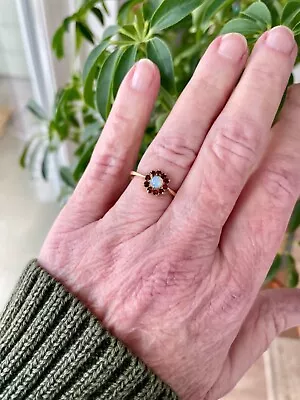 Vintage Genuine Fire Opal And Garnet Ring From England • $175