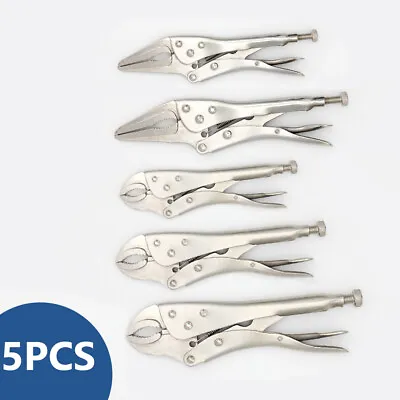 5 Piece Locking Pliers Set 5  7  And 10  Curved Jaw Locking Pliers Vice Grip • $14.29