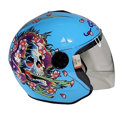KBC Audigier Ed Hardy Motorcycle Helmet XS 53-54 Cm Women Youth Beautiful Ghost • $179.99
