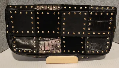 Michael Kors Black Checkered Patchwork Studded Leather Clutch • $35