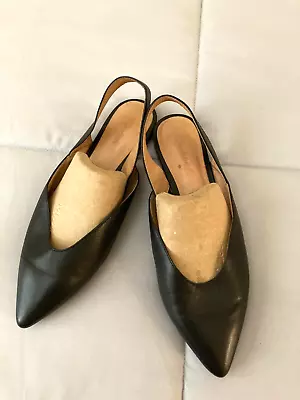 Madewell The Ava Slingback Shoe Women's Size 9 Black Leather H6680 • $24.99