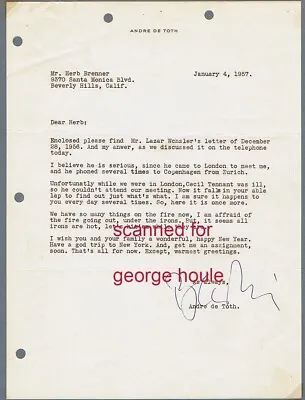 Andre De Toth - Letter - Signed -director - House Of Wax - Vincent Price- Horror • $130