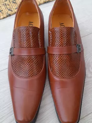 Mens Tan Leather Shoes Size 9 Slip On Dress Shoes Only Worn Once For Wedding • £18.99