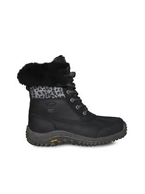 Ugg Adirondack Ii Exotic Black Leather Sheepskin Women's Boots Size Us 8.5 New • $199