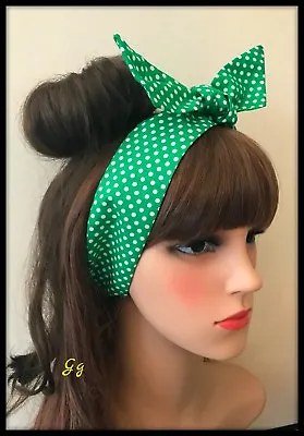 £2.99 • Buy Green Polka Dot Spotty Heanband Bandana Hairband Bow Headscarf Hair Tie Band 