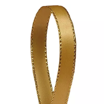 Satin 1/4  3/8  Inch Ribbon W/ Metallic GOLD EDGE Trim 50 Yards 100% Polyester • $7.95