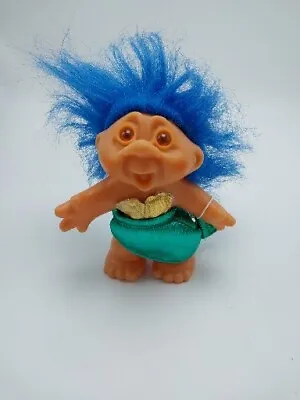 Dam Troll Doll Mermaid Girl 5  Girl Blue Hair Metallic Outfit  1986 • $14.95