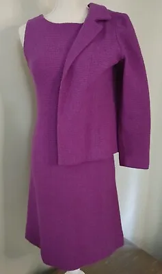 Vintage 1950s 60s Wool Pencil Wiggle Dress & Jacket Purple Sz Small No Tag • $24.36