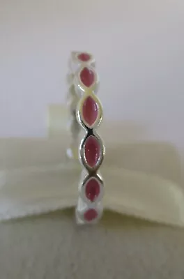 $14 • Buy Genuine Pandora Sterling Silver Pink Enamel Twist Ring 190884EN24-52