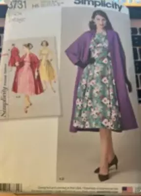 Simplicity 8731 Vintage Retro 50s Dress Lined Coat Pattern Misses H5 6-14 New • $5