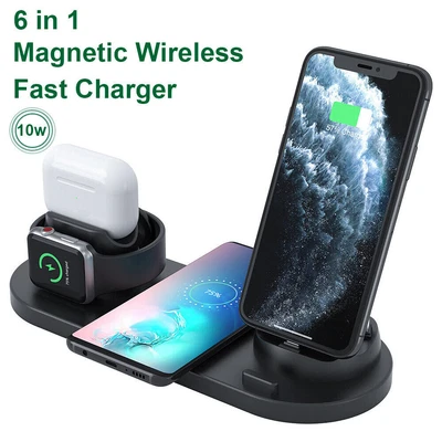 $24.98 • Buy 6in1 Qi Wireless Charger Fast Charging Dock For Airpods Apple Watch IPhone 14 13