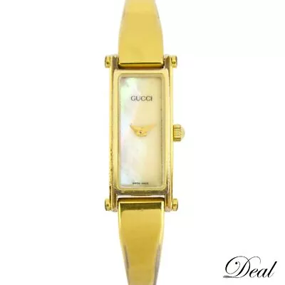 GUCCI 1500L Watch Gold Shell Dial Swiss Rectangle Womens Watch Vintage • $165.69