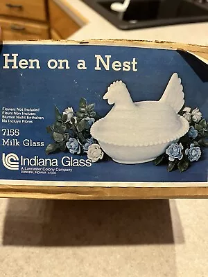 Vintage Kitchen Indiana Glass Co Hen On A Nest #7155 Milk Glass Bowl New In Box • $50