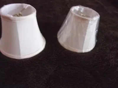 Cream Slubbed Fabric Covered Mini Clip-on Lamp Shades--2 • $7