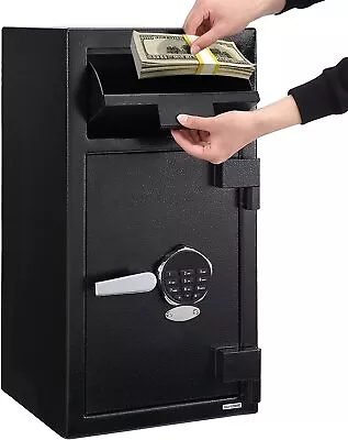 $305.94 • Buy Digital Safe Box Depository Drop Deposit Front Load Cash Durable Home