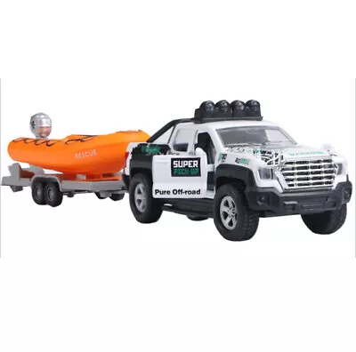 1/36 Scale Pickup Truck Trailer Speed Boat Model Car Diecast Toys For Kids Boys • $40.47