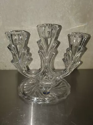 Vintage Crystal Candleholder 3 Tier Candelabra Bohemia Czech Republic • $35