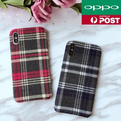 OPPO A73 R9s R11s Plus Check Fashion Preppy Look Creative Fabric Case Cover • $8.99