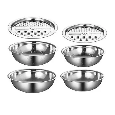 3 Pcs Vegetable Cutter Salad Maker Bowl Kitchen Tool Stainless Steel Basin With • £14.22