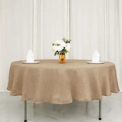 90-Inch NATURAL Round Faux Burlap Tablecloth Tablecloth Wedding Decorations • $31.18