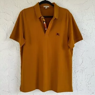 BURBERRY BRIT Polo Shirt Mens Size Large Novacheck Collar Mustard Yellow • $60