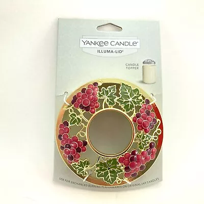 NWT Yankee Candle Vineyard Grapes Illuma-Lid Jar Candle Topper Metal Grapevines • £14.48