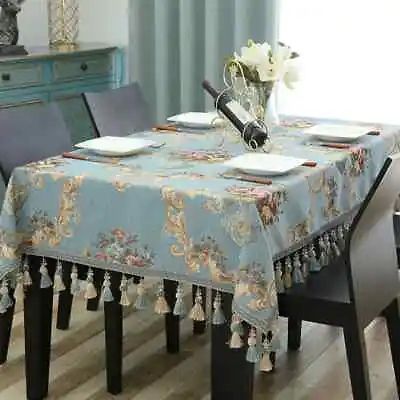 Jacquard Tablecloth Tassel Chenille Rectangular Table Cover  Coffee Table Cloth • £134.35