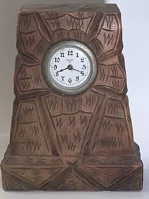 Antique Mauthe Friedrich Carved Wooden Clock. Bl Forest Germany Kyffhauser Eagle • $95