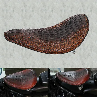 Motorcycle Brown Alligator Leather Solo Seat For Harley Chopper Bobber Custom AS • $41.99