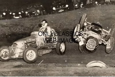 1948 Photo Midget Sprint Auto Racing Crash Slinger Speedway Dirt Track Wisconsin • $14.41