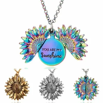 £3.78 • Buy Sunflower You Are My Sunshine Open Locket Pendant Necklace Sweater Chain Women