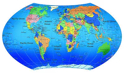 Educational World Map Globe Country School Wall Sticker Poster Vinyl Bedroom 364 • £18.69