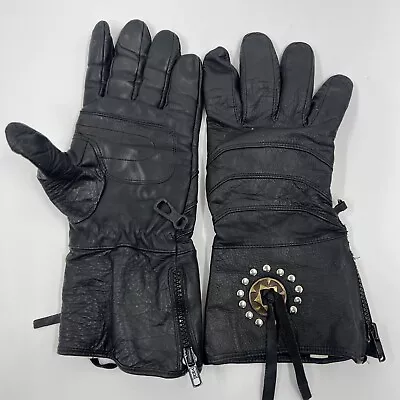 Motorcycle Leather Gloves Men’s Large Zipper Lined • $15