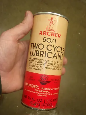 Vintage Rare ARCHER 16 OZ 50/1  2-cycle Lubricant Motorcycle Oil Can Full • $19.95