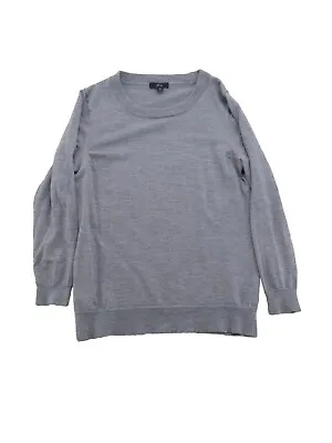 Women's J.Crew Lightweight Long Sleeve Sweater Pullover Merino Wool Gray Medium • $14.24