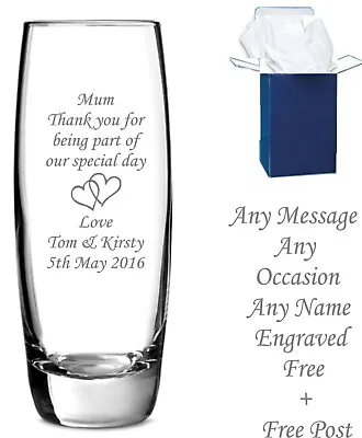 Personalised Engraved Vase Anniversary Mother's Day Wedding Birthday Present • £10.95