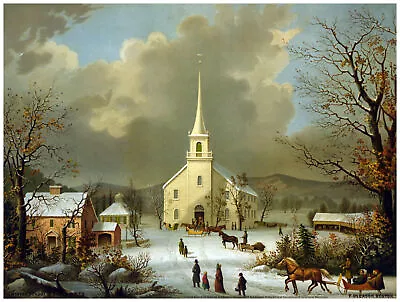 Decor Victorian Poster.Fine Graphic Art Design.Winter Town.Home Art Design.1017 • $35