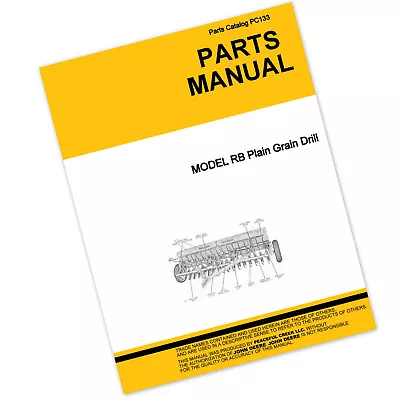 Parts Manual For John Deere Van Brunt Rb Plain Grain Drill Planter Catalog Seed • $18.57