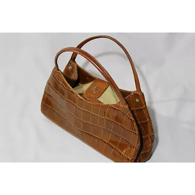 Monsac Original Leather Brown Croc Embossed Hand Bag • $30.40