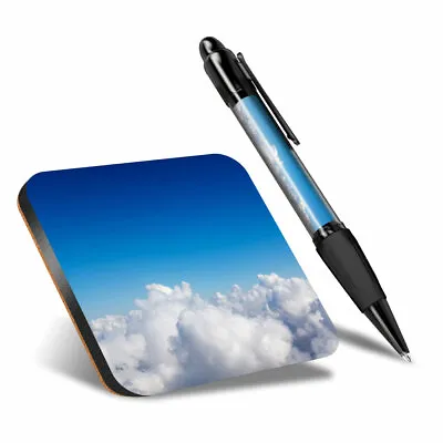 £5.99 • Buy 1 X Square Coaster & 1 Pen - Cloudscape Cumulus Clouds Blue Sky #44630