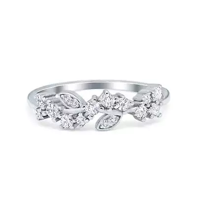 Fashion Leaf Marquise Eternity Wedding Cubic Zirconia Ring 925 Sterling Silver • $17.99