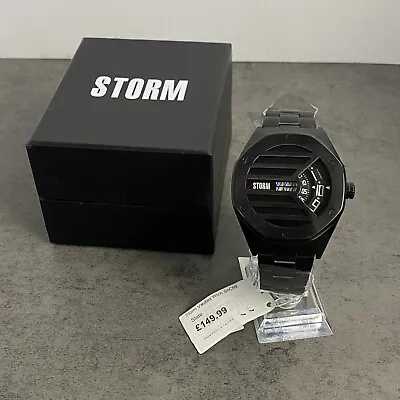 Storm Vaultas Mens Watch Black Stainless Steel Strap New Battery Tag Boxed NEW • £79.12