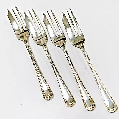 Vintage Set X 4 Silverplated CAKE FORKS 12.5cmL - Bead Pattern • $8.37