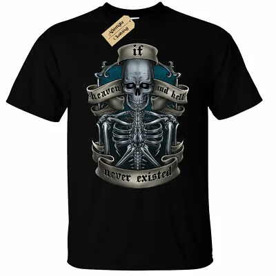 Heaven And Hell Mens T-Shirt Biker Skull Skeleton Gothic Rock Punk Goth Metal • £11.95