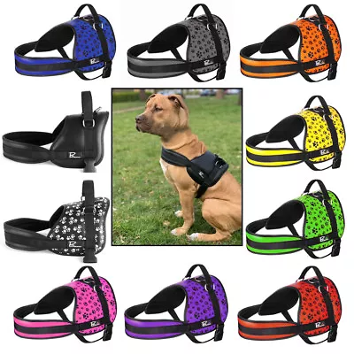 No Pull Dog Harness Adjustable Strong Mesh Padded Handle Durable Lead And Collar • £8.99