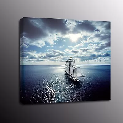 Modern Canvas Prints Beach Sailboat Wall Art Home Decor Oil Painting Picture • $49.80