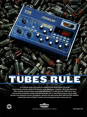 Vtg VOX TONELAB MAGAZINE PRINT AD Valvetronix Tube Amp Modeling Effect Pedal Ad • $7.99