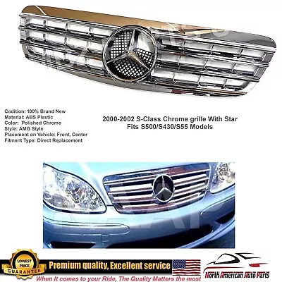 2000 2001 2002 S500 S430 S55 Grille All Chrome Star AMG Emblem W220 S-Class • $159.99